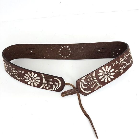 J Crew embroidered leather boho wester tassel belt‎ - Picture 1 of 8